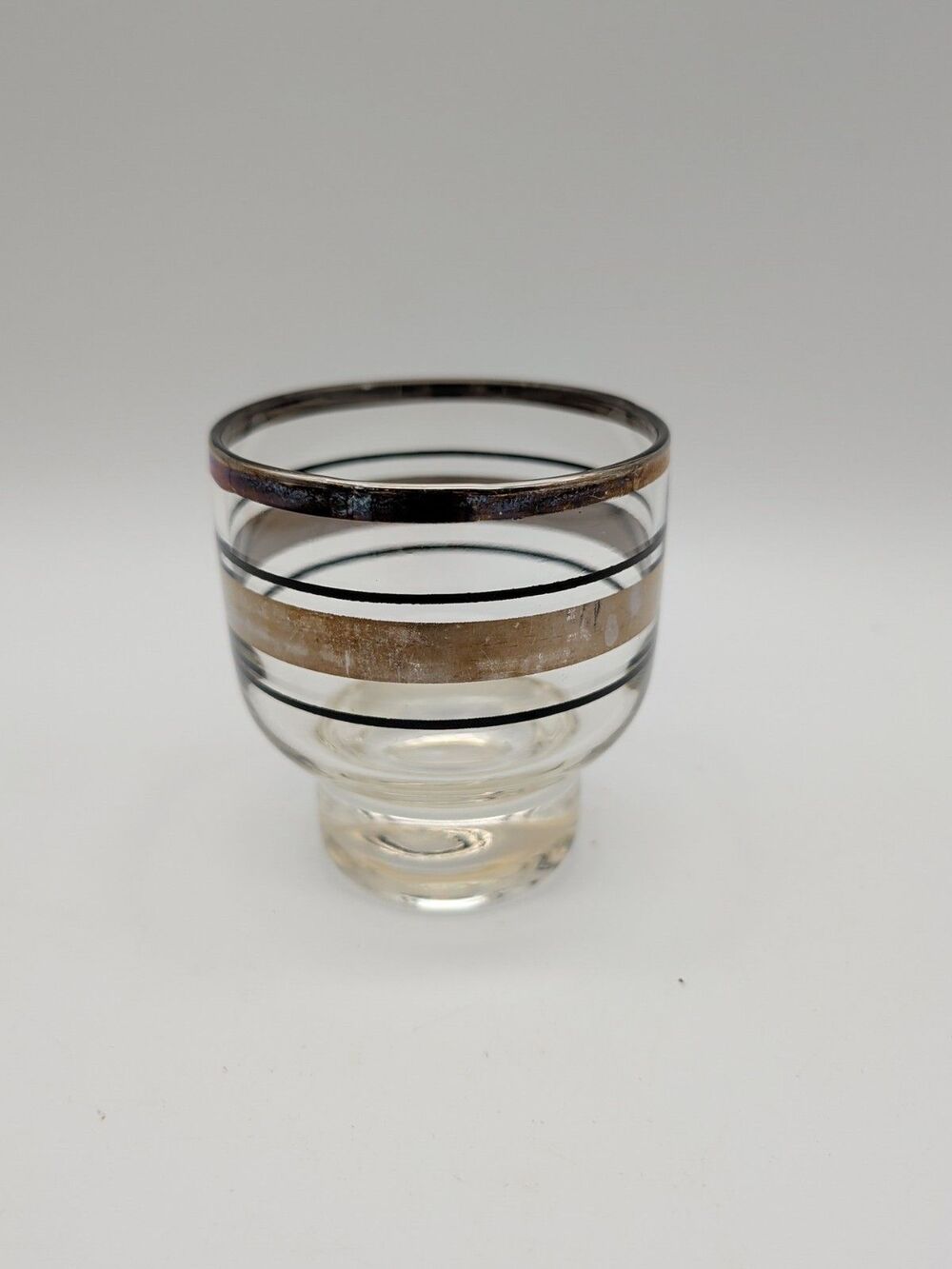Vtg Federal Glass Lowball Platinum Black Stripe Stockholm Zeisel Replacement